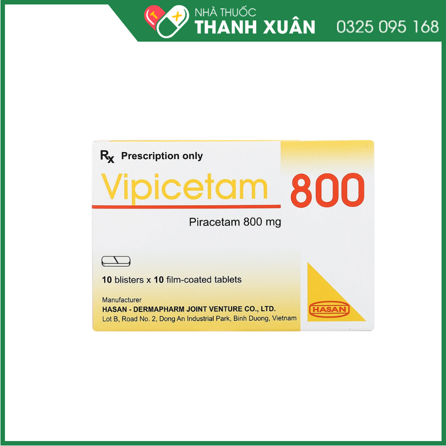 Vipicetam 800 trị giật rung, chóng mặt, nghiện rượu, rối loạn nhận thức người già, chứng khó đọc ở trẻ